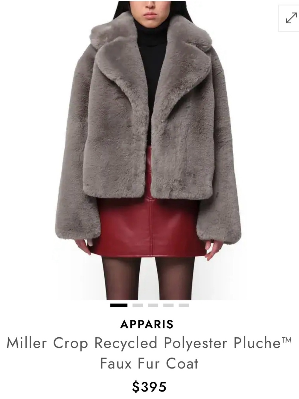Apparis Miller Crop Faux Fur Jacket in Gray